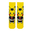 Team Rocket Pikachu Socks! Featuring a playful Pikachu dressed in a Team Rocket outfit on bright yellow socks,