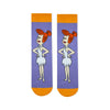  Wilma Flintstone Socks! Featuring the iconic red-haired character from Bedrock on a bold purple background with orange cuffs and toes. 