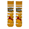 Winnie the Pooh Stripes Socks Featuring the lovable bear in his classic red shirt against cheerful yellow and white stripes,