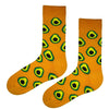  Yellow Avocado Patterned Socks! These crew-length socks feature a playful avocado print on a sunny yellow background 