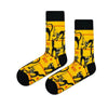  Yellow Halloween Cat Socks featuring creepy black cats and “BOO” prints. 