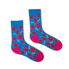 Yummy Donut Blue Crew Socks! Featuring vibrant pink donuts, colorful sprinkles, and the playful word “Yummy” across the design