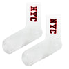  NYC Street Style Socks. Featuring bold varsity lettering and urban flair, these socks are your perfect streetwear essential.