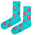 Pink Donut Socks – Blue Crew. Featuring playful pink frosted donuts on a bright turquoise base, these socks are perfect for foodies