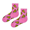  Melty Pizza Slice Socks – Pink Crew are the ultimate snack for your feet. With gooey yellow pizza slices printed all over vibrant pink fabric, 
