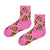  Melty Pizza Slice Socks – Pink Crew are the ultimate snack for your feet. With gooey yellow pizza slices printed all over vibrant pink fabric, 