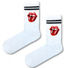  Tongue Out Graphic Crew Socks. Featuring a playful red tongue design and classic black stripes